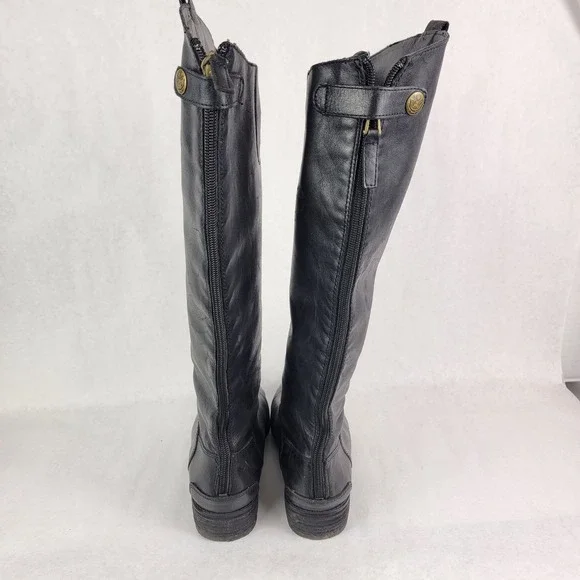 Sam Edelman Penny Black Leather Knee High Riding Boot Women 9 Minimalist Classic - Picture 8 of 13
